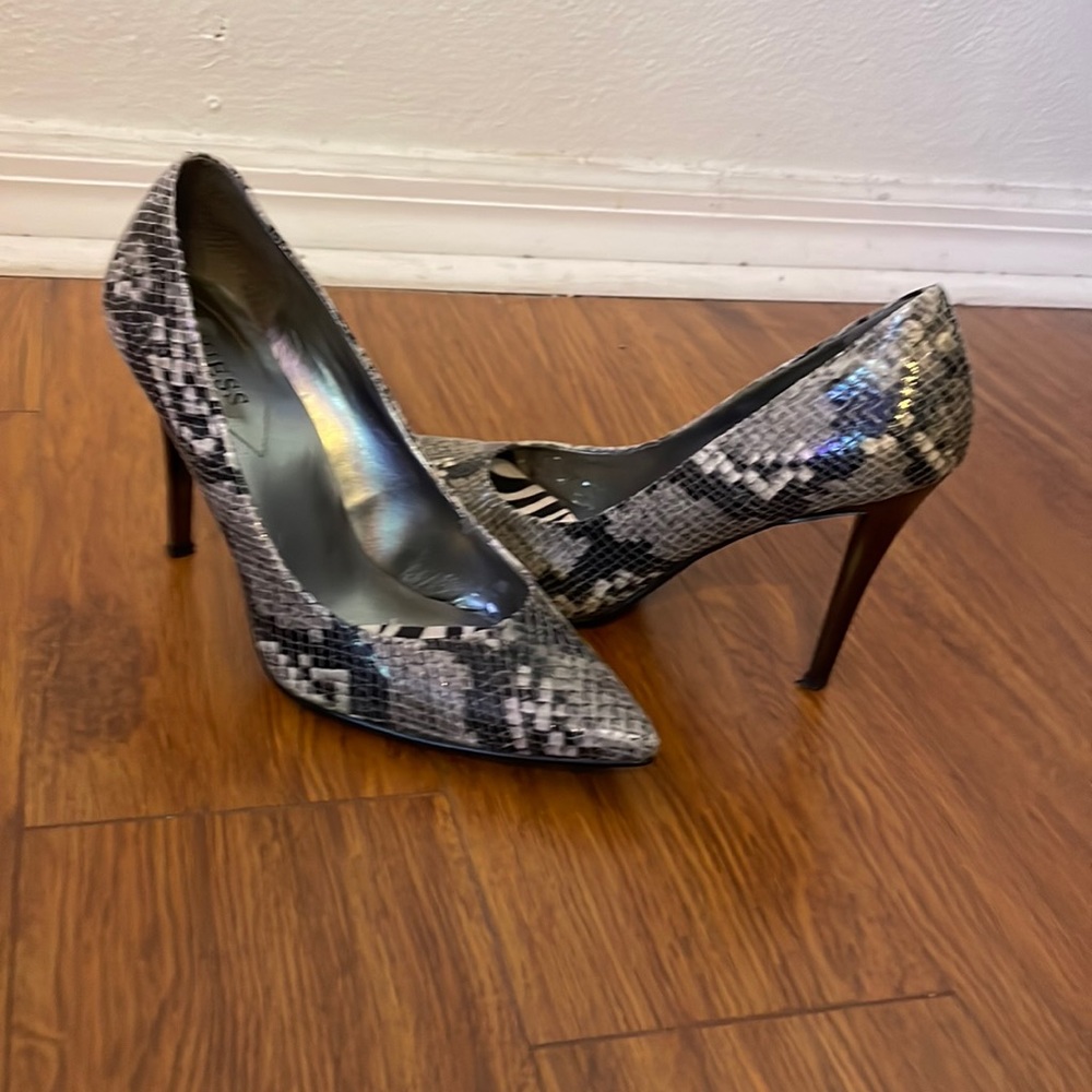 Guess snakeskin heels.